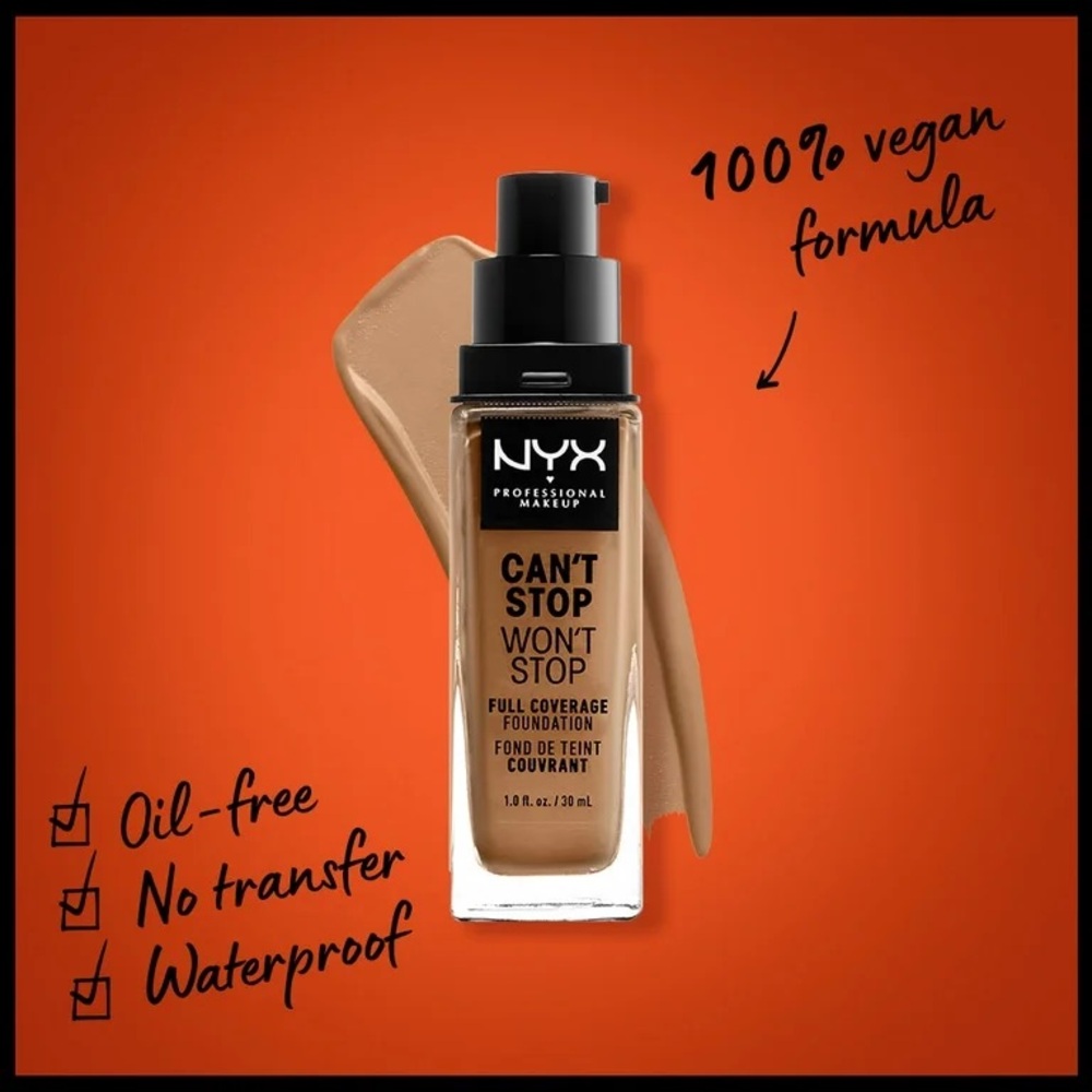 NYX Can't Stop Won't Stop 24hr Full Coverage Liquid Foundation Golden Honey, NEW - Picture 2 of 10
